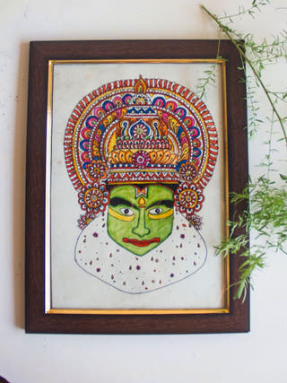 Kathakali Hand-painted On Leather Painting Wall Art
