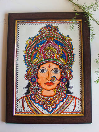 Tholu Queen Hand-painted On Leather Painting Wall Art