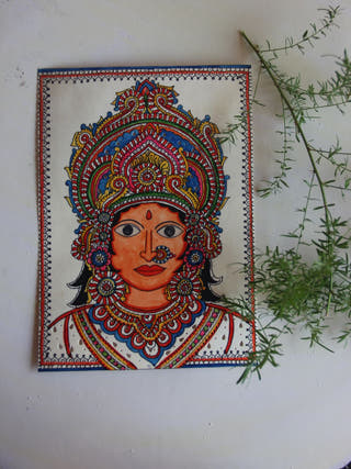 Tholu Queen Hand-painted On Leather Painting Wall Art
