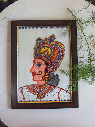 Mighty King Hand-painted On Leather Painting Wall Art