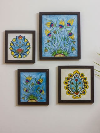 Pottery Tales Hand-painted On Leather Wall Art