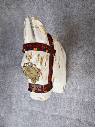 Hand Crafted Fusion Art Horse Head Wall Decor | White