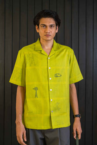 Lime Drive Herringbone Shirt