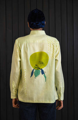 Two-Tone Botanical Herringbone Shirt