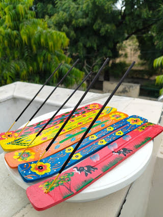 Hand Painted Wooden Incense Holder