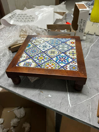 Aaya Blue Pottery Stool