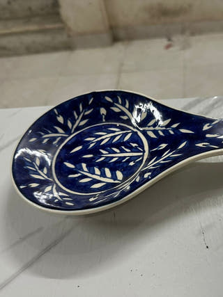 Noa Blue Pottery Spoon Rest