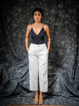 Rozaana White Straight Pants