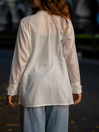 White Textured Handwoven Shirt Krushnachuda