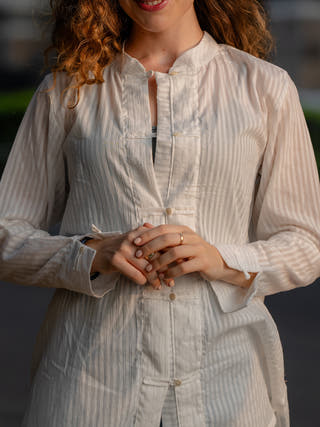 White Textured Handwoven Shirt Krushnachuda