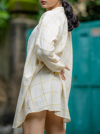 Handwoven Shirt Cream & Yellow Krushnachuda