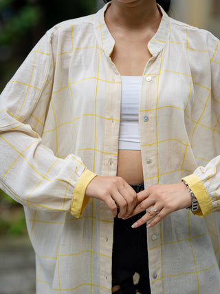 Handwoven Shirt Cream & Yellow Krushnachuda