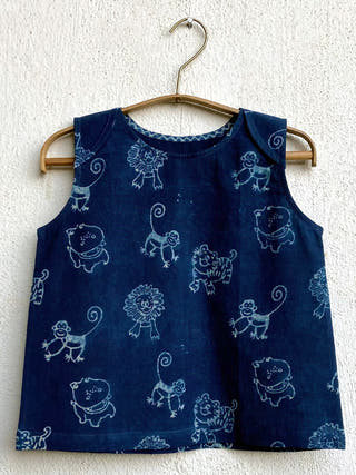 Organic Zoo Jhabla With Check Pants Indigo Whitewater Kids