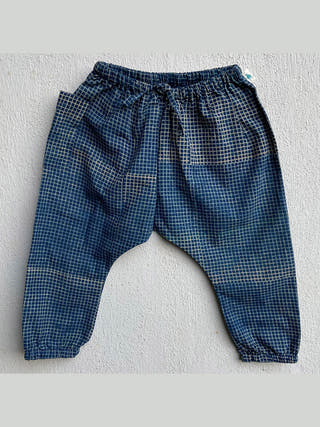 Organic Zoo Jhabla With Check Pants Indigo Whitewater Kids