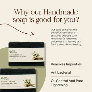 ⁠⁠Activated Charcoal & Lemongrass Body Soap With Shea Butter