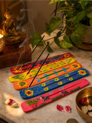 Hand Painted Wooden Incense Holder