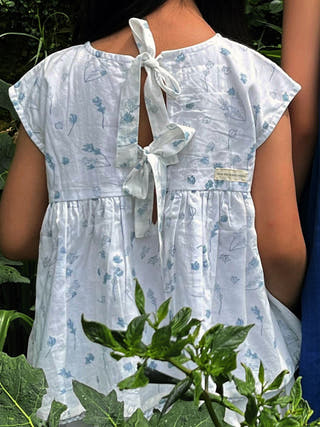 Morning Mist Floral Hand Block Printed Cotton Mul Lined Flowy Top