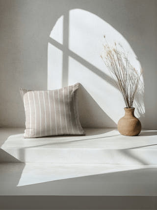 Atacama Brown & White Striped Cotton Cushion Cover