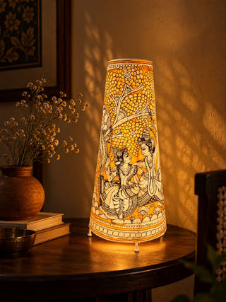 Julaan Leela Hand Painted Table Lamp - Yellow