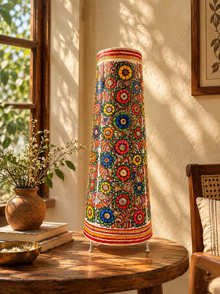 Nimmalakunta Tholu Bommalata Pushpavalli Heritage Leather Lamp - Multicolor