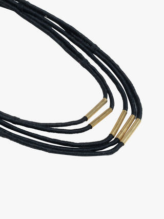 NecklaceBlack Multistrand Patwa Thread Necklace with Metal Tube AccentsKaladoraFlourish Planet