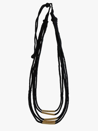 NecklaceBlack Multistrand Patwa Thread Necklace with Metal Tube AccentsKaladoraFlourish Planet