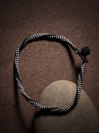 AnkletBlack Patwa Thread Anklet with Metallic Bead DetailingKaladoraFlourish Planet
