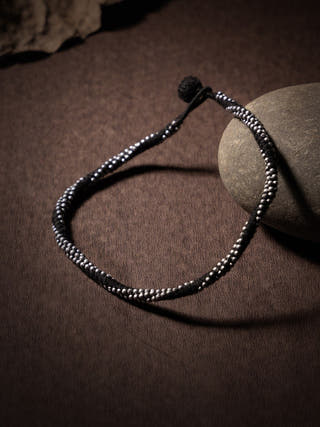 AnkletBlack Patwa Thread Anklet with Metallic Bead DetailingKaladoraFlourish Planet