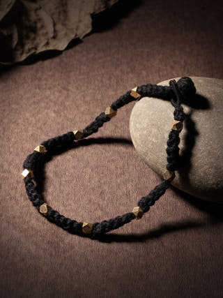 AnkletBlack Patwa Thread Anklet with Metallic BeadsKaladoraFlourish Planet