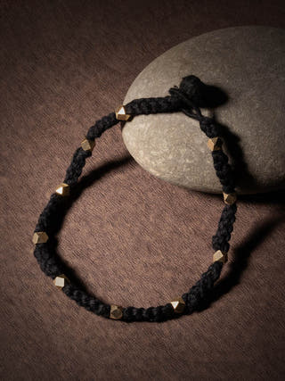 AnkletBlack Patwa Thread Anklet with Metallic BeadsKaladoraFlourish Planet
