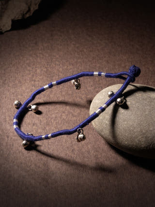 AnkletBlue Patwa Thread Anklet with Metallic Ghungroo BeadsKaladoraFlourish Planet