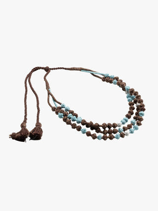 NecklaceBrown & Aqua Patwa Thread Bead Necklace with Tassel ClosureKaladoraFlourish Planet