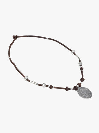 NecklaceBrown Patwa Thread Necklace with Silver - Tone Coin PendantKaladoraFlourish Planet