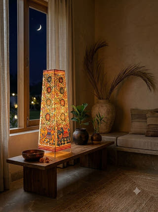 Elephant Flower Tholu Bommalata Floor Lamp