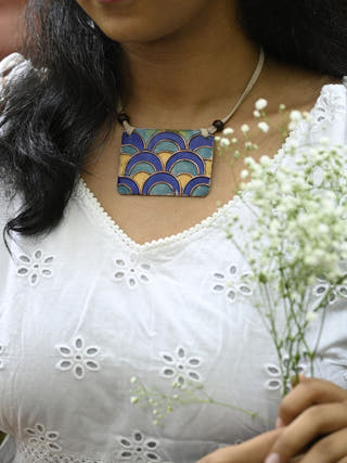 Retro Copper Enamel Pendant