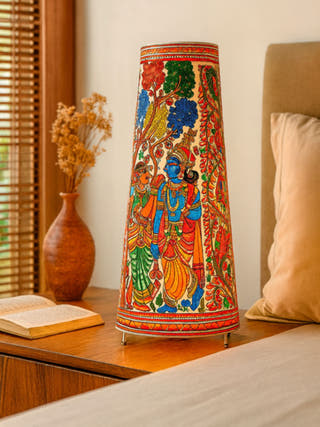 Krishna Hand Painted Parchment Leather Floor Lamp