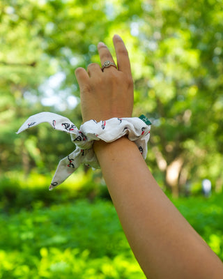 Rose Printed Bamboo Scrunchies Ecokari