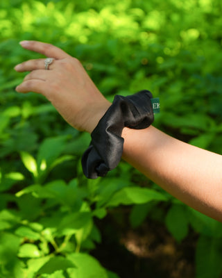 Black Upcycled Satin Scrunchies Ecokari