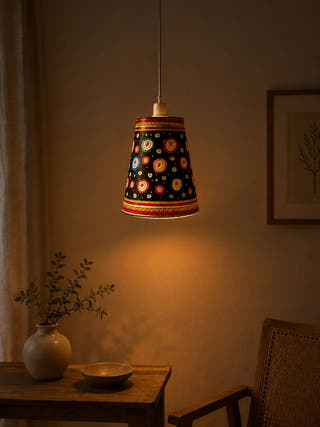 Handcrafted Tholu Bommalata Ethnic Galaxy Hanging Lamp
