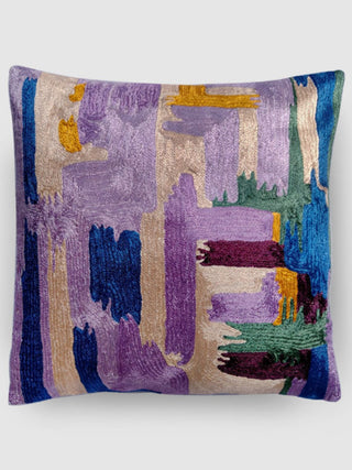 Dal Lake Hues Hand Embroidered Chainstitch Cushion Cover Zaina