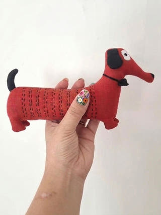 Textile Handembroidered Dachshund