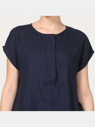 Classic Drop Shoulder Shirt with Wide Leg Pants Co-ord Set -Linen & Tencel coord set for women in Navy & Coffee color