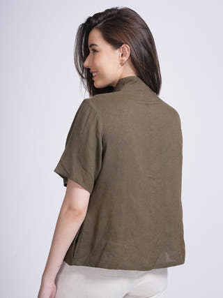 Elegant Wrap Collar Top with Wide Leg Pants Co-ord Set Saltpetre