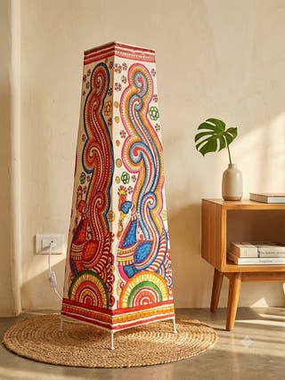 Peacock Paisley Handcrafted Leather Floor Lamp