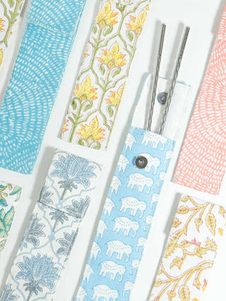 Cotton Cutlery Straw Holder Assorted Print
