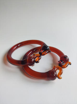 Bangles & BraceletsGlass Bangle - Amber Elephant Design (Set of 2)Six Brothers Glass ArtistFlourish Planet