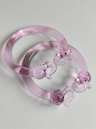 Bangles & BraceletsGlass Bangle - Baby Pink Elephant Design (Set of 2)Six Brothers Glass ArtistFlourish Planet