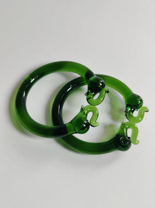 Bangles & BraceletsGlass Bangle - Deep Green Elephant Design (Set of 2)Six Brothers Glass ArtistFlourish Planet