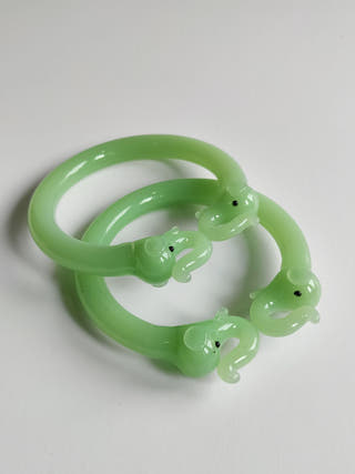 Bangles & BraceletsGlass Bangle - Pastel Green Elephant Design (Set of 2)Six Brothers Glass ArtistFlourish Planet