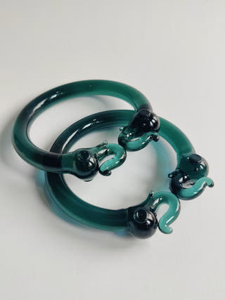 Bangles & BraceletsGlass Bangle - Teal Elephant Design (Set of 2)Six Brothers Glass ArtistFlourish Planet